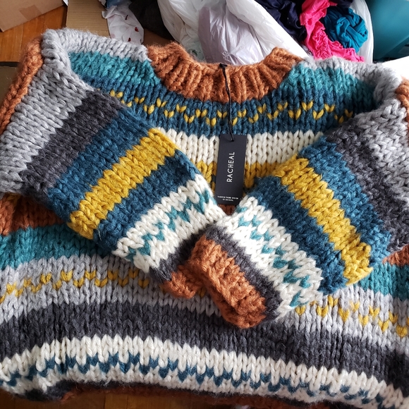 3X 4X plus dolman Chunky oversized striped sweater - Picture 3 of 7